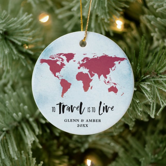 Zu reisen bedeutet, Personalisierte Wanderlust-Kar Keramik Ornament (Baum)