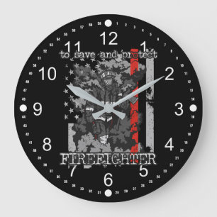Zu retten und sich zu schützen Feuerwehrmann Große Wanduhr