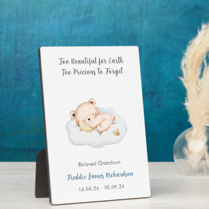 Zu schön für Erde Baby Verlust Junge Gedenkstätte Fotoplatte