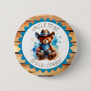 Zu sein Cowboy Teddy Bear Babydusche Button