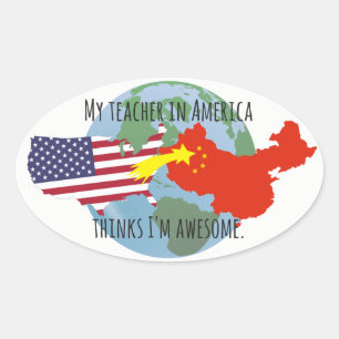 Zu senden den Studenten Aufkleber: USA, Ovaler Aufkleber
