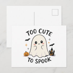Zu süß, um als Halloween-Geist zu erschrecken Illu Postkarte