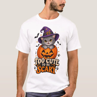 Zu süß, um eine gruselige Halloween-Hexenkatze zu T-Shirt