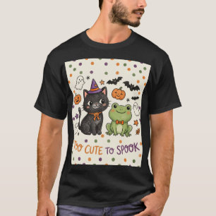 Zu süß, um Hexe Katze Halloween zu erschrecken T-Shirt