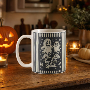 Zu süß zum Erschrecken dunkelgraue Retro-Halloween Kaffeetasse