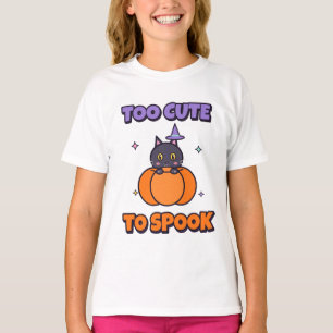 Zu süß zum Erschrecken Schwarze Katze Kinder Hallo T-Shirt