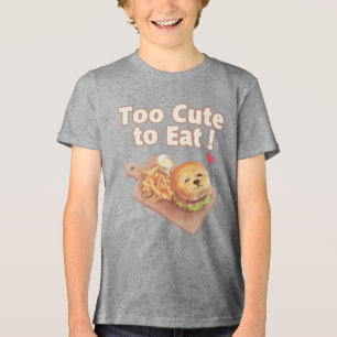 Zu süß zum Essen: Lächelnde Bichon Burger Kunst Tri-Blend Shirt