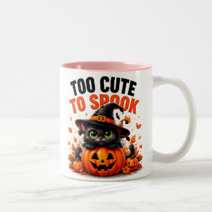 Zu süß zum Gruseln Lustige schwarze Katze Hallowee Zweifarbige Tasse