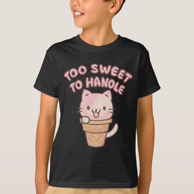 Zu süß zum Handhaben | Kawaii Ice Cream Cat T-Shirt (Vorderseite)