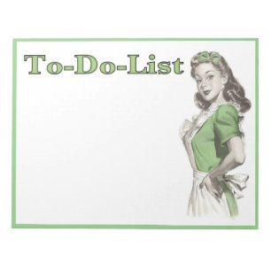 Zu-Tun-Liste Notizblock mit Vintager Hausgehilfin