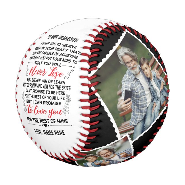 Zu unserem Enkel von Großeltern & Custom 4 Foto Baseball (Schrägansicht)