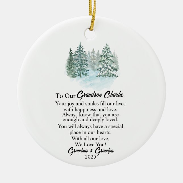 Zu unserer Weihnachtszeit, Grandson Keepake Keramik Ornament (Vorne)