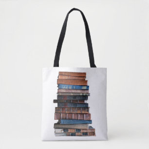 Zu vernarrt in Buch-Alten Stapel Bücher w/quote Tasche