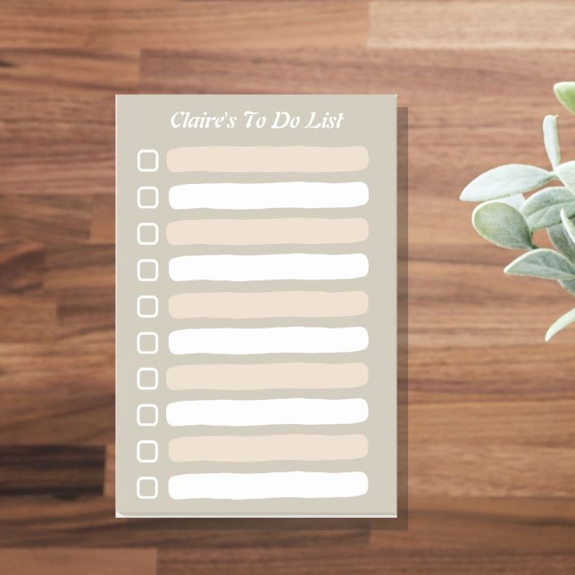 Zu verwendende Liste mit Namenskleber Post-it Klebezettel (Boho to do list notepad with custom name.)