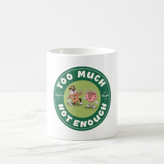 Zu viel, aber nicht genug kaffeetasse