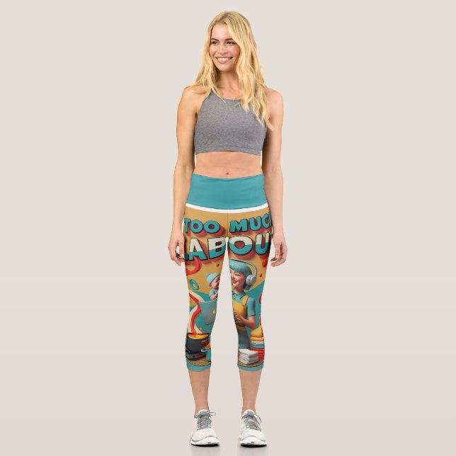 Zu viel Arbeit - feministische Satire Art Capri Leggings (Vorderseite)