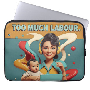 Zu viel Arbeit – Retro-feministische Satire-Design Laptopschutzhülle