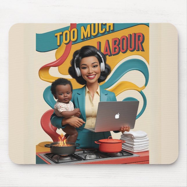 Zu viel Arbeit — Zurück-Illustration der Frau Mousepad (Vorne)
