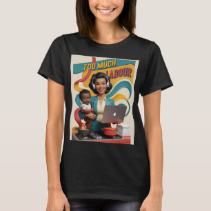 Zu viel Arbeit — Zurück-Illustration der Frau T-Shirt