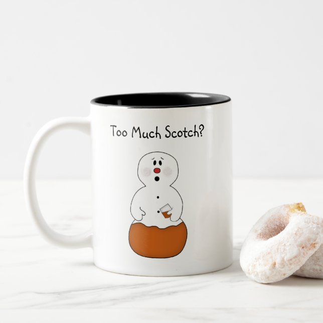 Zu viel schottische Snowman-Tasse Zweifarbige Tasse (Mit Donut)