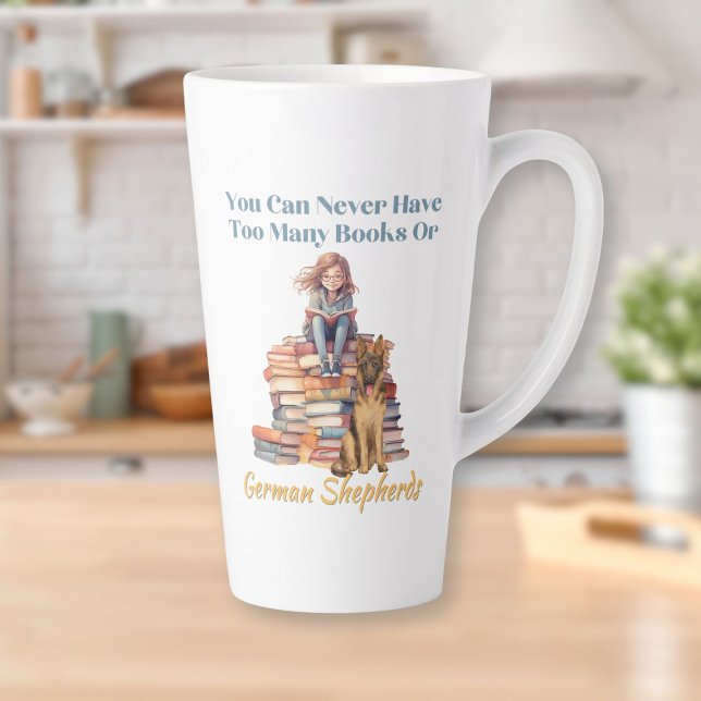 Zu viele Bücher Deutscher Hirte Milchtasse (Too Many Books German Shepherd Latte Mug)