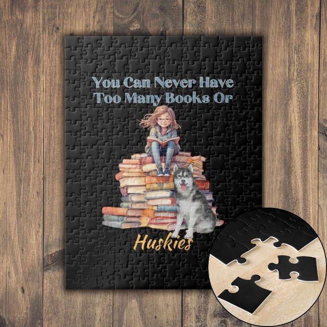 Zu viele Bücher oder Huskies (Too Many Books or Huskies Jigsaw Puzzle)