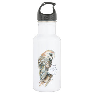 Zu viele Eulen-Spaß-Zitat-Schleiereule-Kunst Trinkflasche