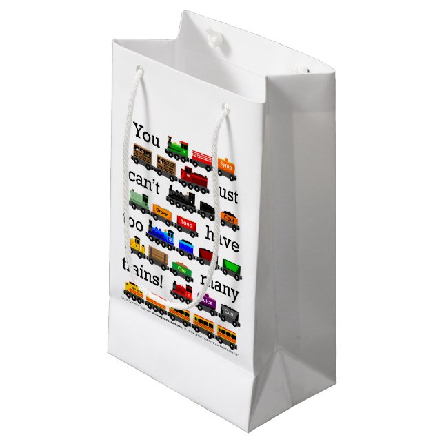 Zu viele Züge! Kleine Geschenktüte (Vorderseite Schrägansicht)
