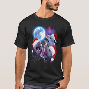 Zu Weihnachten drei Opossummen heulen auf dem Mond T-Shirt