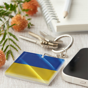 zUA002 UKRAINE agitant FLAG ukrainien, Porte - clé