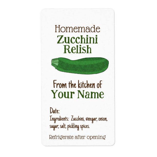 Zucchini Pickles oder Personalisiertes Zucchini-Zu (Vorne)