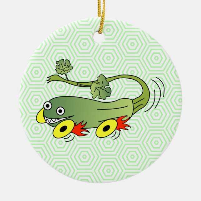 Zucchini Rennwagen Keramik Ornament (Vorne)