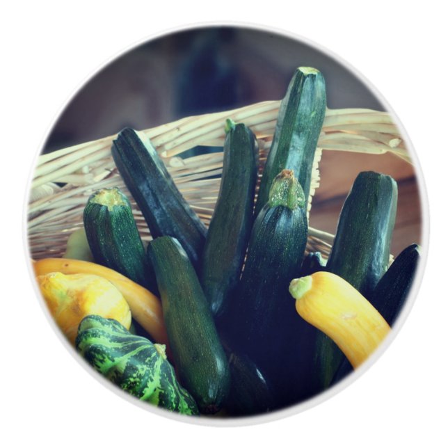 Zucchini Sommer Squash Gourds Gemüse Keramikknauf (Vorderseite)