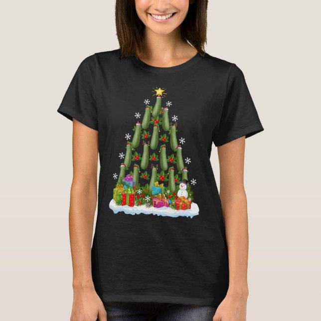 Zucchini Xmas Tree Lighting Santa Zucchini Christm T-Shirt (Vorderseite)