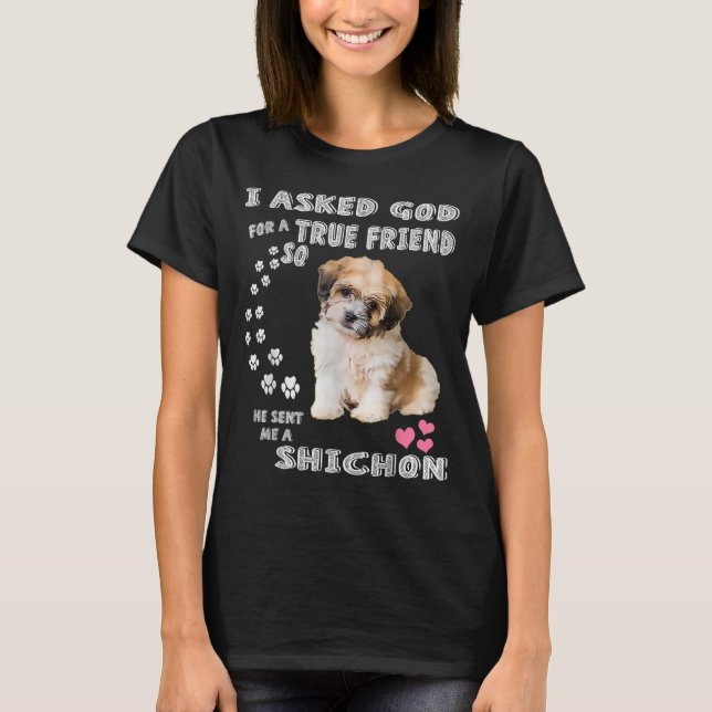 Zuchon Dog Mom Costume, Shih Tzu-Bichon mix pup  T-Shirt (Vorderseite)