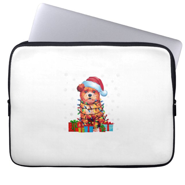 Zuchon Dog Ugly Xmas Lights Weihnachtsmannmütze Zu Laptopschutzhülle (Vorderseite)
