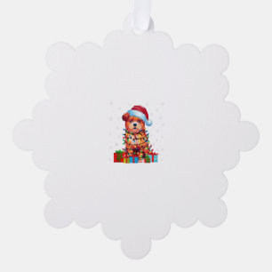 Zuchon Dog Ugly Xmas Lights Weihnachtsmannmütze Zu Ornament Karte