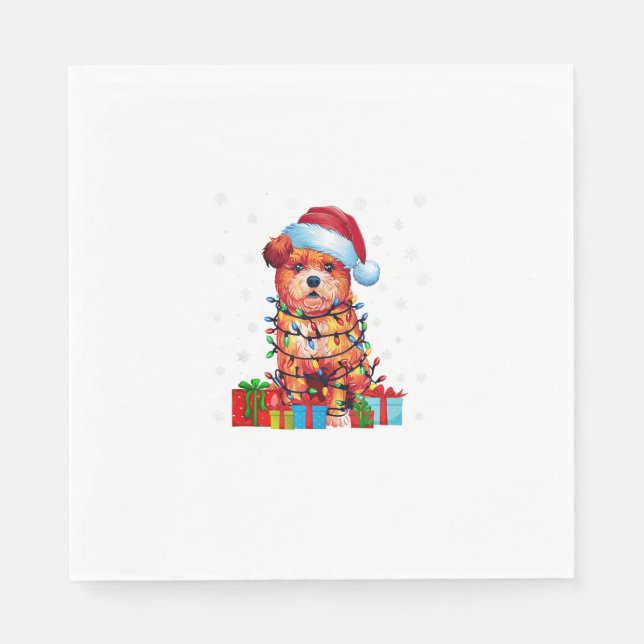 Zuchon Dog Ugly Xmas Lights Weihnachtsmannmütze Zu Serviette (Vorderseite)