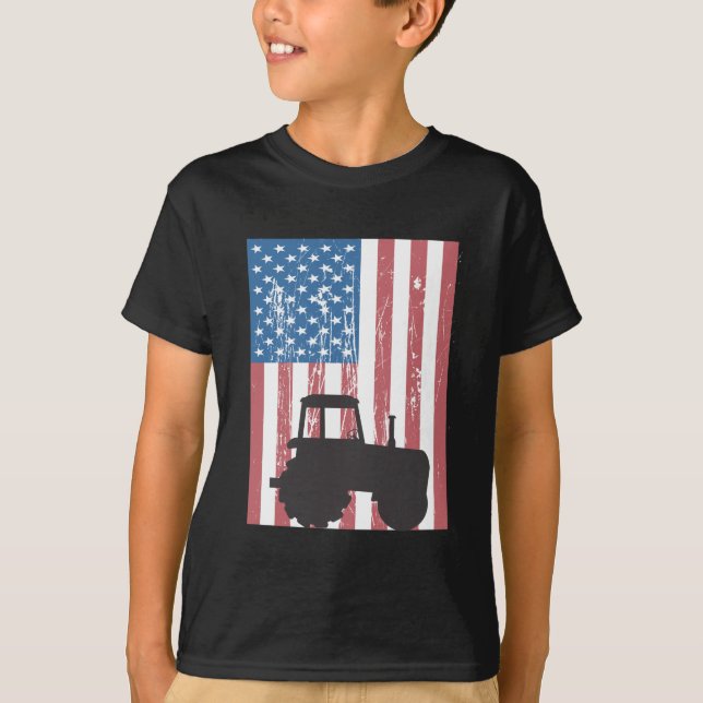 Zuchtschlepper Amerikanische Flagge Patriotischer  T-Shirt (Vorderseite)