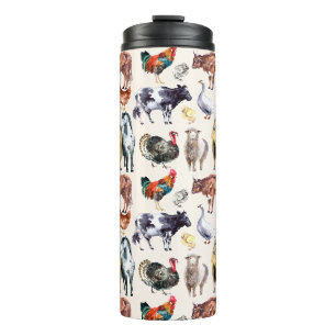 Zuchttiere Muster Aquarell Thermosbecher