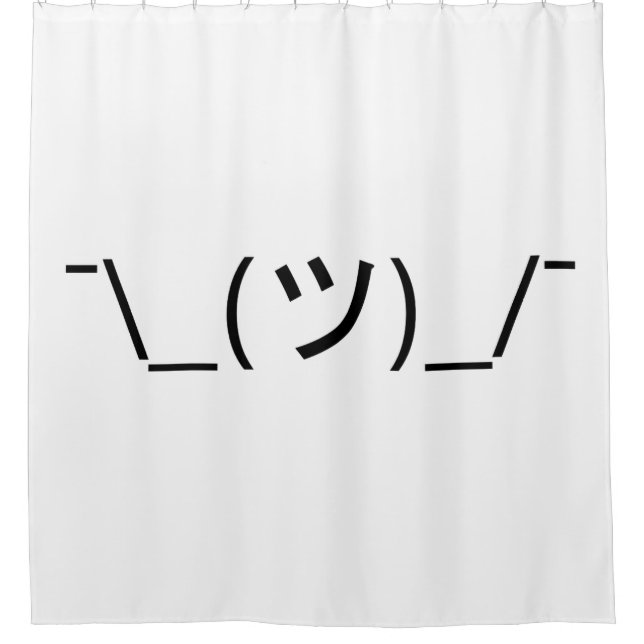Zucken Sie Emoticon ¯ \ _(ツ) _/¯ Japaner Kaomoji Duschvorhang (Vorderseite)