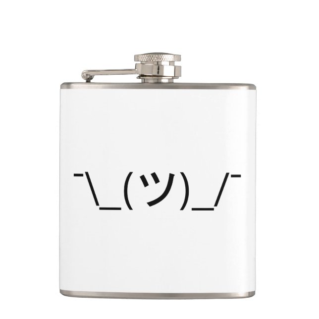 Zucken Sie Emoticon ¯ \ _(ツ) _/¯ Japaner Kaomoji Flachmann (Vorderseite)