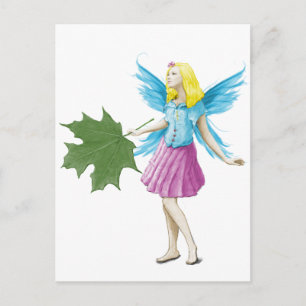 Zucker-Ahornbaum Fairy Holding Leaf Postkarte