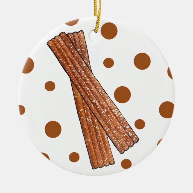 Zucker Churro Fried Teig Konditorei Spanisches Ess Keramik Ornament (Vorne)