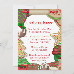 Zucker-Cookies und Cookie-Exchange laden Einladung