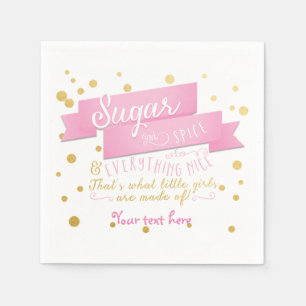Zucker & Gewürz Rosa & Gold Babyparty-Servietten Serviette