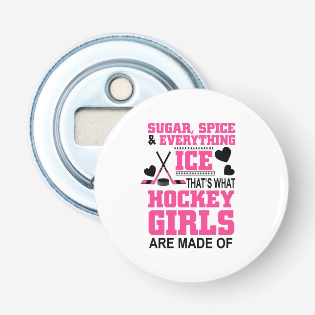 Zucker Gewürz und alles, was Eismädchen Hockey Flaschenöffner (Vorderseite)