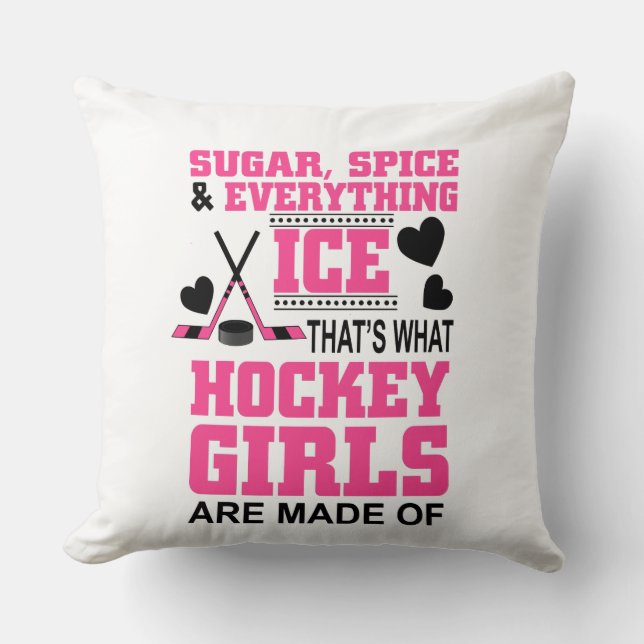 Zucker Gewürz und alles, was Eismädchen Hockey Kissen (Vorderseite)