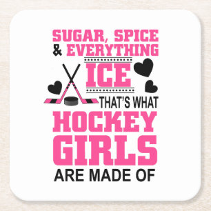 Zucker Gewürz und alles, was Eismädchen Hockey Rechteckiger Pappuntersetzer