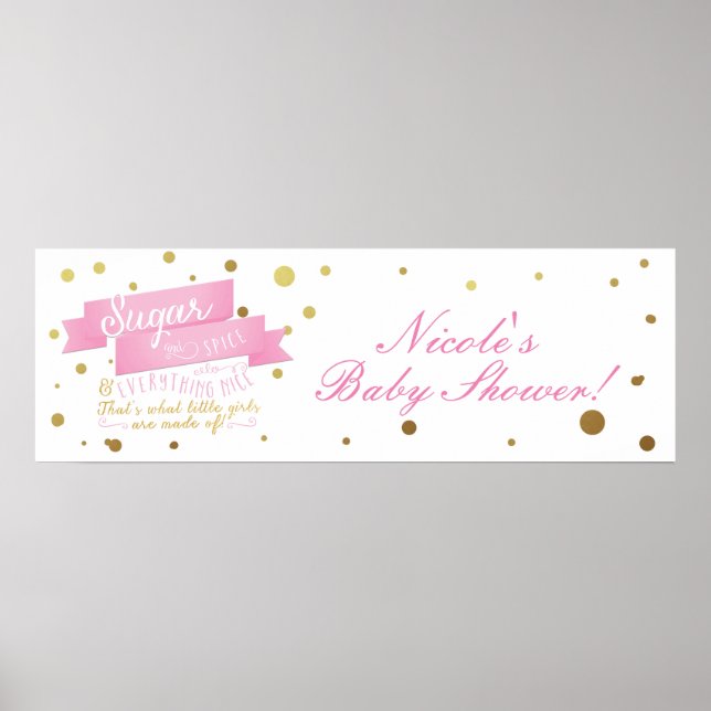 Zucker & Gewürze & Alles Nette Baby Dusche Banner Poster (Vorne)